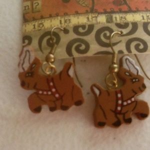 Handmade Wooden Reindeer Earrings